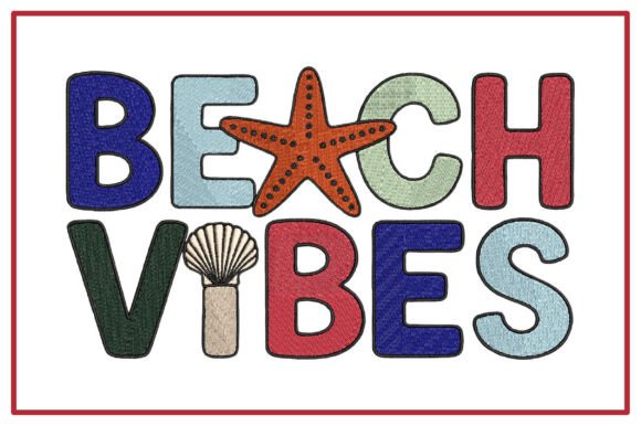 Beach Vibes Machine Embroidery Design