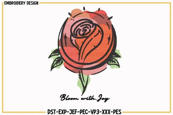 Bloom With Joy Rose Embroidery Design