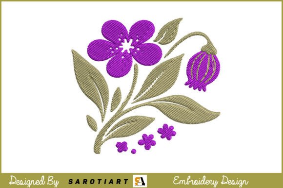 Boho Flowers Embroidery Design Colorful