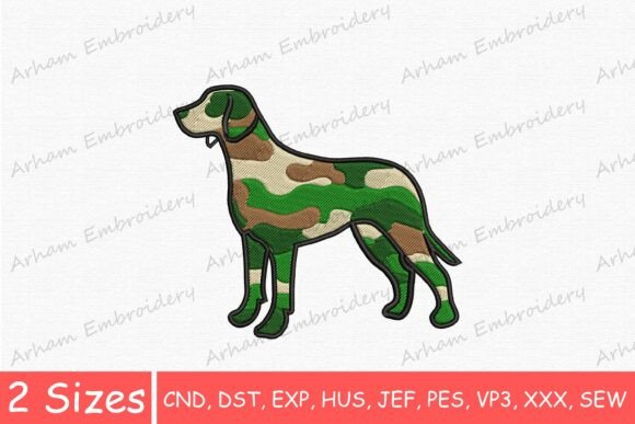 Camo Hunting Dog Embroidery Design