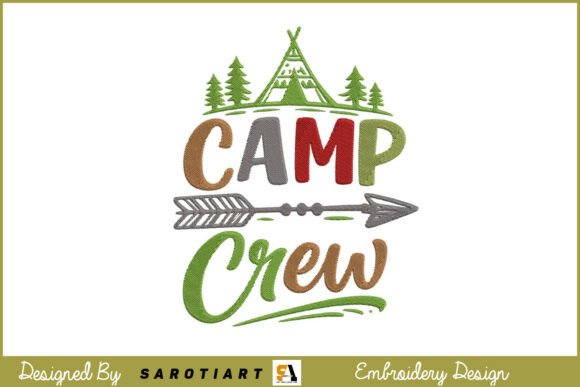 Camping Embroidery Design Colorful