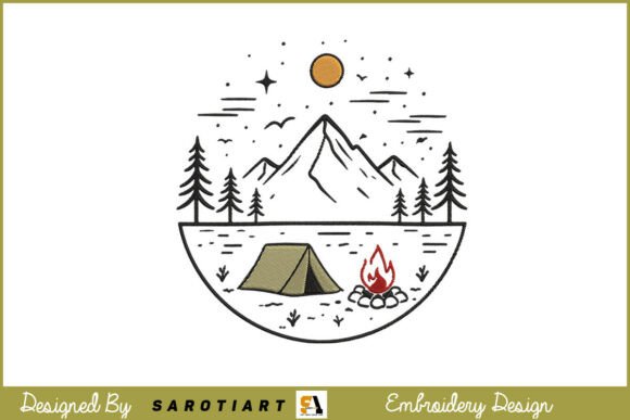 Camping Themed Embroidery Design
