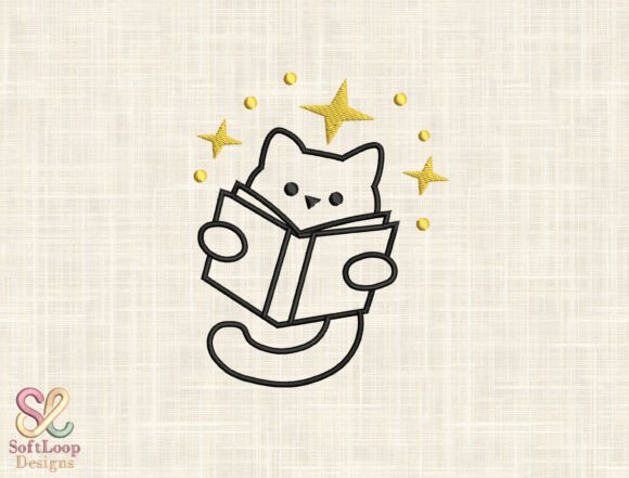 Cat Magic Stars Embroidery Design