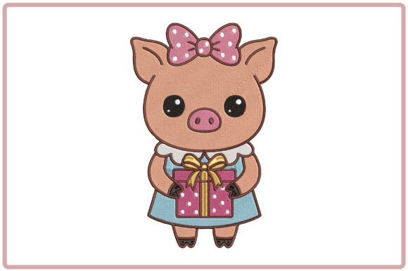 Cute Baby Pig Embroidery