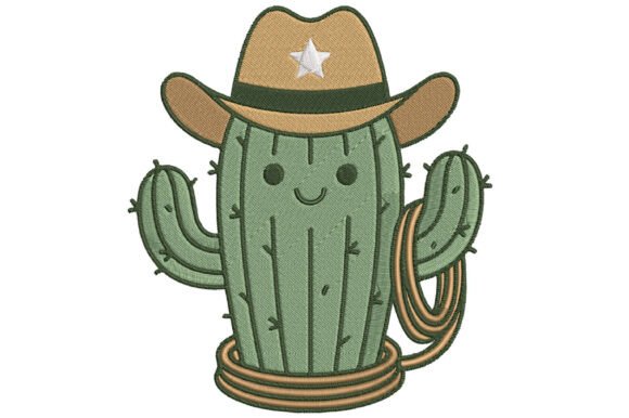 Cute Cactus Cowboy Embroidery Design