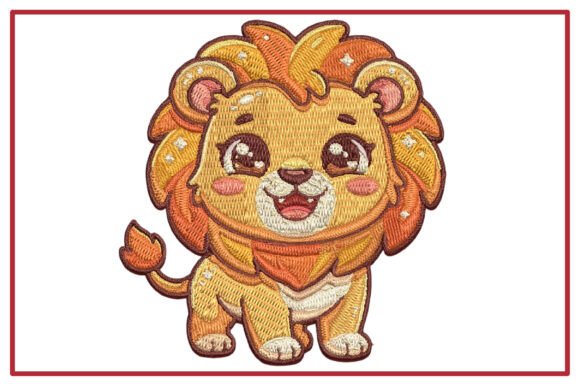 Cute Little Lion Embroidery Design