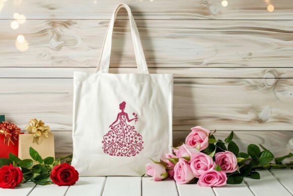 Elegant Lady with Flowers Embroidery Pat