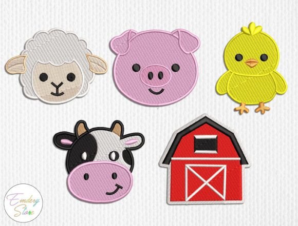 Farm Animal Embroidery Patch Set