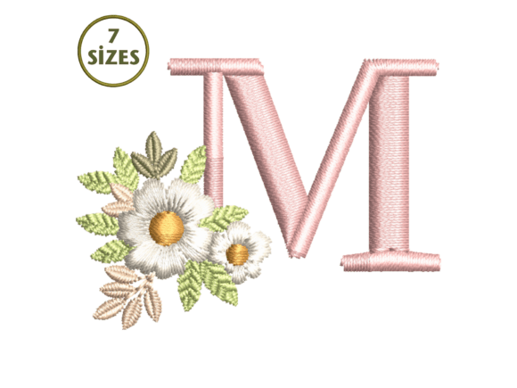 Floral M Monogram Embroidery Design