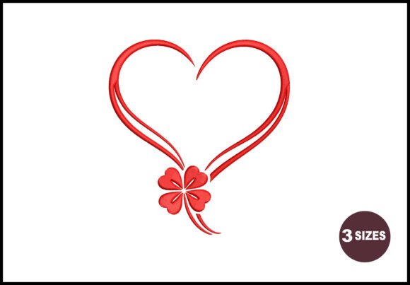 Heart with Flower Embroidery Design