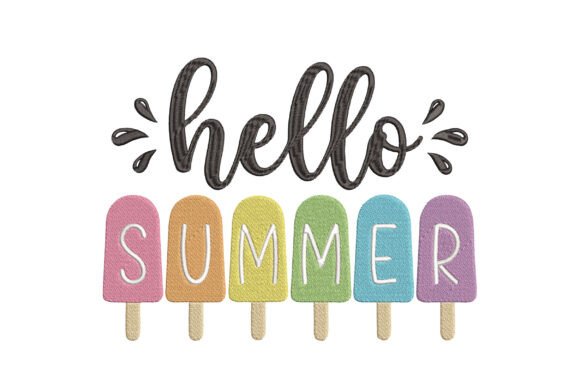 Hello Summer Ice Cream Embroidery Design