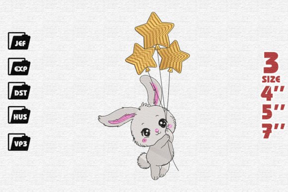Kawaii Bunny Star Embroidery