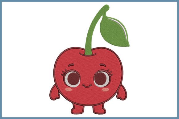 Kawaii Cherry Embroidery Design