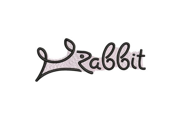 Rabbit Script Embroidery Design