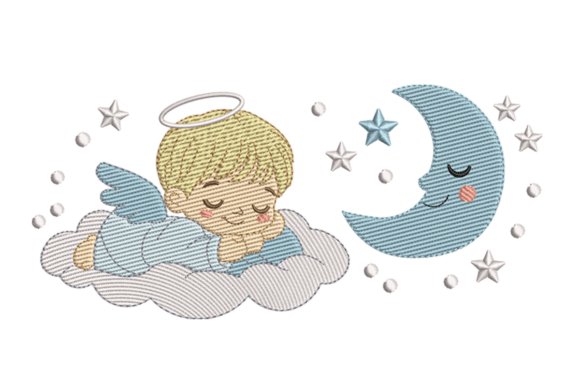 Sleeping Angel Moon Embroidery