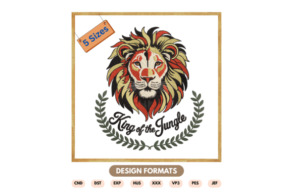 Stylized Lion Embroidery Design