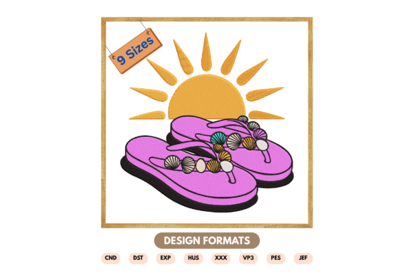 Summer Flip Flops Embroidery Design