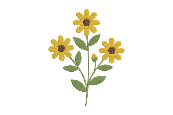 Yellow Daisy Flower Embroidery Design
